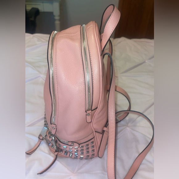 Michael Kors Coral Rhea Medium Studded Pebble Leather Backpack - Picture 11 of 12